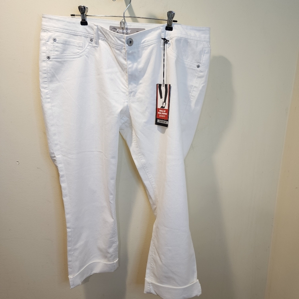 JORDACHE  Roll Up Roll Down  Chic White Cropped Pants Size 18 NWT